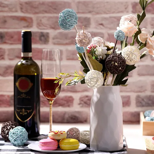 Vista 5 de Patelai 36 Piezas Bolas de Mimbre de Ratán Bolas Decorativas para Jarrón Centro de Mesa Tazones Relleno de Esferas para Decoración del Hogar, 4