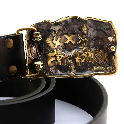 Vista 6 de Belt buckle Angry Skulls, Solid brass handmade belt buckle with birds skulls