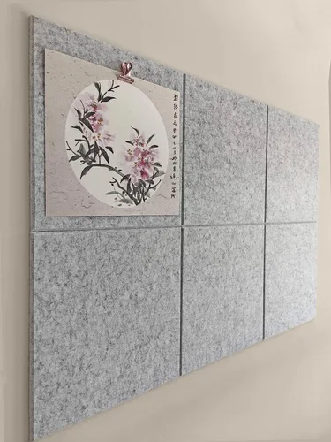 Vista 20 de Tabla de corcho alternativa de 24 x 36 pulgadas, paquete de 6 azulejos de pared de fieltro con pestañas adhesivas extraíbles seguras, tableros