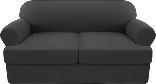 Vista 25 de Funda elástica para sofá con cojín en forma de T, 4 piezas, para sofá con cojín en T, funda de sofá suave, protector de muebles lavable con 3 fundas