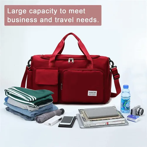 Vista 130 de Pequeña bolsa de gimnasio para mujer, bolsa de viaje con compartimento para zapatos