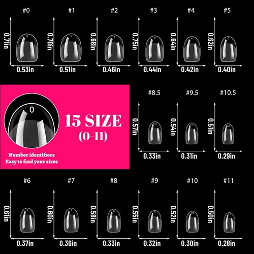 Vista 2 de 510 puntas de uñas ovaladas extra cortas, uñas postizas transparentes
