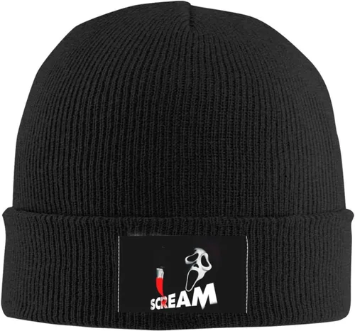 Vista 2 de WushXiao Gorro de punto unisex con tema de grito de película de terror, gorro de esquí cálido para invierno, gorro de esquí para deportes, gorro