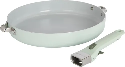 Vista 18 de GoodCook Sartén de cerámica con mango y tapa extraíbles, compatible con inducción, antiadherente y apta para horno, 3 cuartos de galón, verde salvia