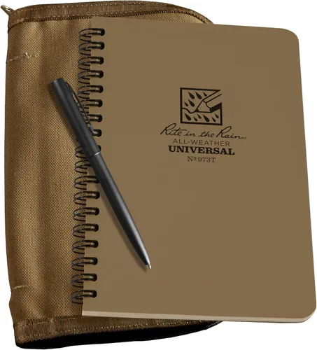 Vista 12 de Rite in the Rain Kit de cuaderno espiral lateral resistente a la intemperie: Funda de tela CORDURA® color canela, 4.625" x 7" Cuaderno verde