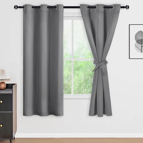 Vista 142 de DWCN - Cortinas 100% opacas para dormitorio con forro negro, cortinas de ventana de doble capa con aislamiento térmico que oscurecen toda la Azul