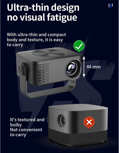Vista 8 de Zopsc Mini proyector con soporte, proyector portátil de 1080P con ajuste de 360 grados, corrección trapezoidal automática de 150ANSI, proyector