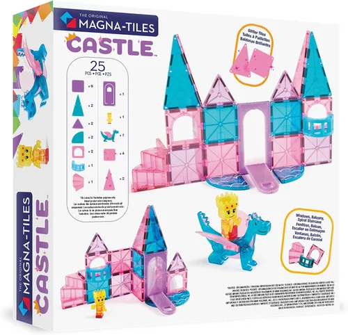Vista 2 de Magna-Tiles Castle - Juego de construcción magnética de 25 piezas, la marca original de construcción magnética