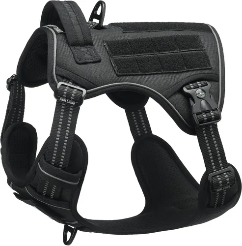 Vista 12 de Arnés táctico para perros medianos y grandes, control ajustable sin tirones con asa, chaleco reflectante resistente, talla XL Verde militar
