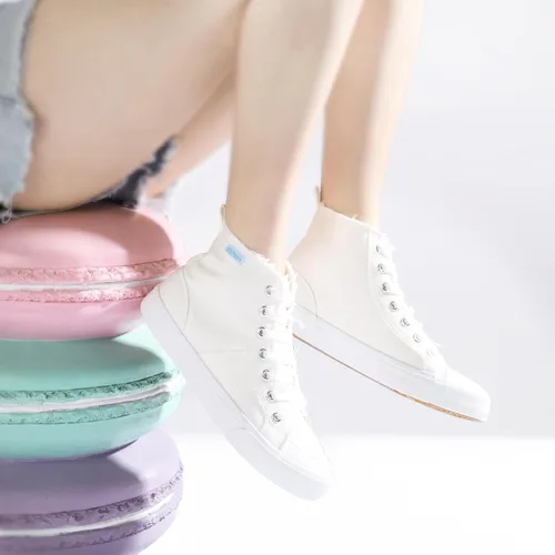 Vista 4 de Obtaom Zapatos de lona de alta calidad para mujerhombre para jugar a media pantorrilla, zapatillas de deporte de moda casuales con cordones de alta