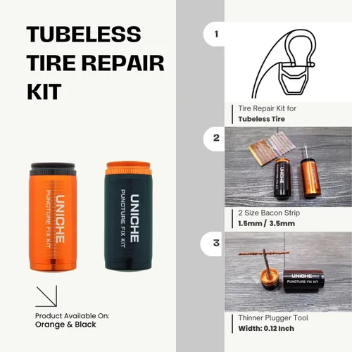 Vista 2 de Kit de reparación de pinchazos de neumáticos sin cámara - para neumáticos de bicicleta de carretera y montaña - herramienta de inserción funciona
