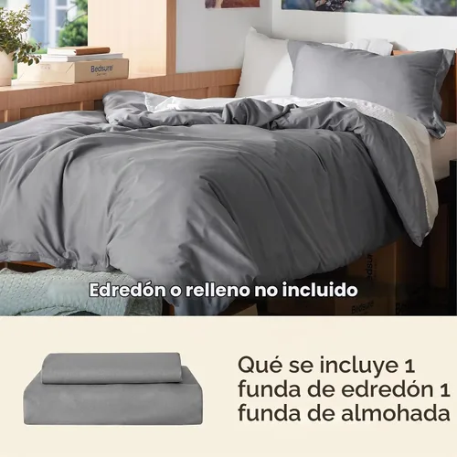 Vista 2 de Bedsure Funda de edredón tamaño individual/individual XL, juego de ropa de cama suave de doble cepillado para niños y adultos, cierre de cremallera