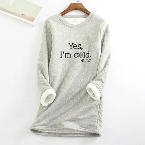 Vista 3 de Bilqis Suéter de forro polar para mujer, ropa interior cálida con forro de sherpa, manga larga, cuello redondo, sudaderas casuales de moda