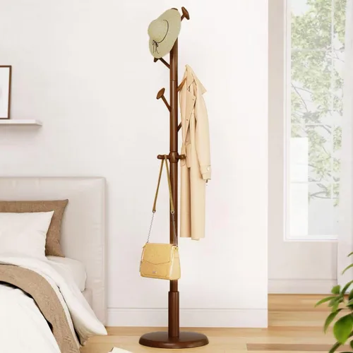 Vista 11 de Taitiy Perchero de madera maciza independiente con 10 ganchos para dormitorio, sala de estar, entrada, soporte resistente para sombreros, abrigos