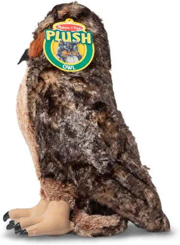 Vista 6 de Peluche de búho gigante Melissa & Doug, muy realista, 17 pulgadas de alto
