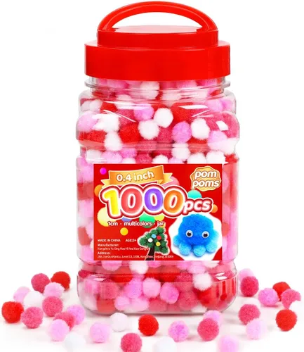 Vista 9 de IOOLEEM Pompones multicolores, 1000 bolas de pompón mullido de 0.39 pulgadas, pequeños pompones para proyectos de manualidades, festivales y Arco