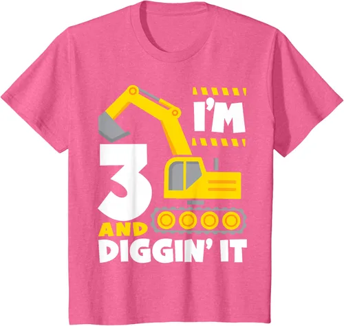 Vista 16 de Kids I'm 3 and Diggin It - Camiseta para niños con diseño de excavadora de construcción, Negro
