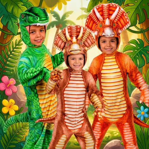 Vista 4 de UNDERWRAPS Disfraz unisex para niños con estampado T-rex verde