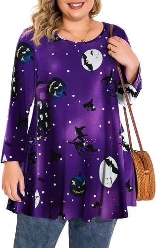 Vista 31 de BELAROI Blusas tipo túnica de manga 3/4 para mujer, talla grande, cómoda para usar con leggings, estilo casual 5-Winered