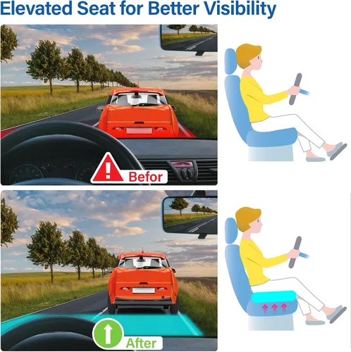 Vista 5 de Cojín de asiento de coche: cojín ergonómico de espuma viscoelástica para aliviar el dolor de ciática, almohada de asiento de conducción más grande