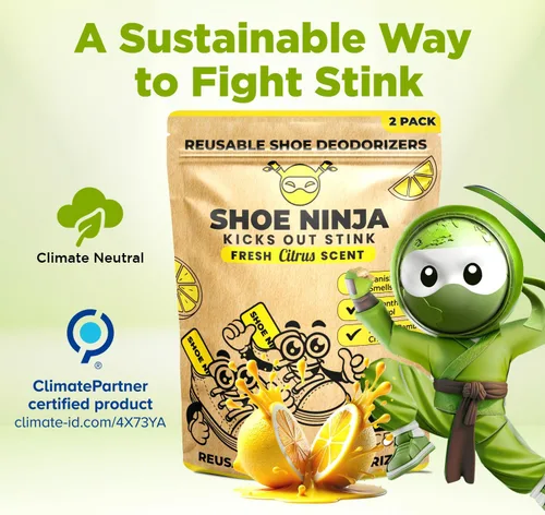 Vista 5 de Desodorizante de zapatos Shoe Ninja - Eliminación de olor de zapatos con carbón activado, removedor de olores de zapatos versátil y reutilizable