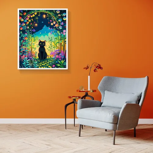 Vista 3 de FILASLFT Pintura por Números Gato Negro, Pintura por Números para Adultos y Principiantes en Lienzo, Kits de Pintura al Óleo de Paisaje de Jardín