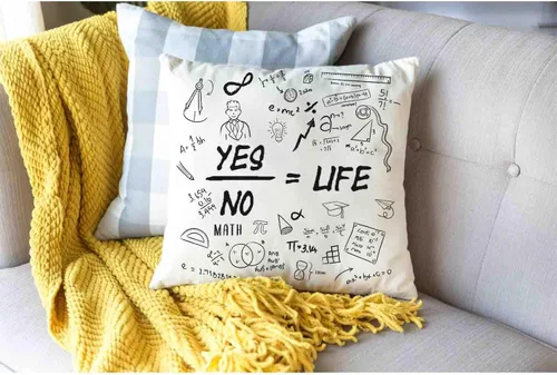 Vista 7 de Fundas de almohada de matemáticas en blanco y negro de 16 x 16 pulgadas, fundas de almohada blancas escritas a mano con texto matemático