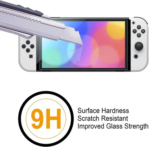 Vista 3 de Supershieldz - Protector de pantalla de vidrio templado, diseñado para Nintendo Switch OLED (2021), 0.011 pulgadas, antiarañazos, sin burbujas