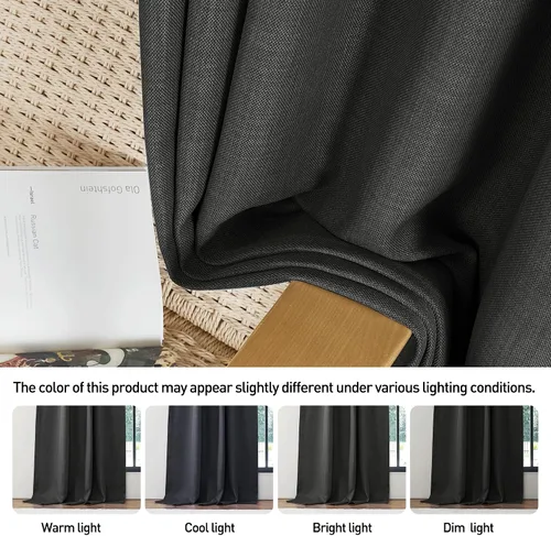 Vista 6 de StangH - Cortinas de lino primitivo 100% opacas, paneles pesados para dormitorio, dobles capas con lengüeta trasera, tratamientos para ventanas
