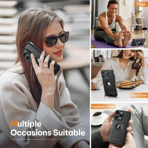 Vista 7 de WTCASE Funda magnética de cuero para iPhone 15, soporte invisible integrado [Compatible con Magsafe] Funda protectora delgada con soporte plegable