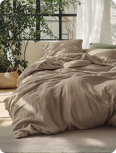 Vista 12 de Bedsure Funda de edredón de lino tamaño Queen – Juego de ropa de cama de mezcla de lino y algodón, suave y acogedor, 3 piezas, 1 funda de edredón