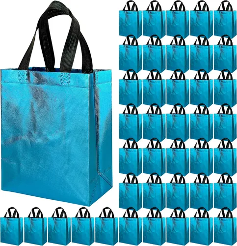 Vista 20 de BLEWINDZ 100 bolsas de regalo reutilizables medianas con asas - Ideales para obsequios de fiestas y bolsas de compras (10 colores)