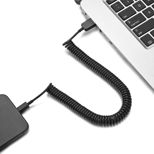 Vista 6 de Cable de expansión USB 2.0 en espiral de 10 a 105 pulgadas, tipo A macho a mini B, cable USB largo en espiral estándar, flexible, largo