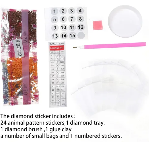 Vista 6 de sinceroduct Kits de calcomanías de diamantes de animales 5D DIY para niños y niñas principiantes