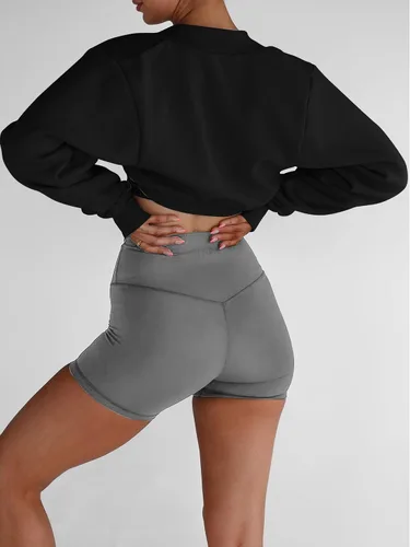 Vista 3 de Famulily Bolero atlético para mujer, manga larga, con agujero para el pulgar, cárdigan corto, frente abierto, sudaderas de gran tamaño, ropa