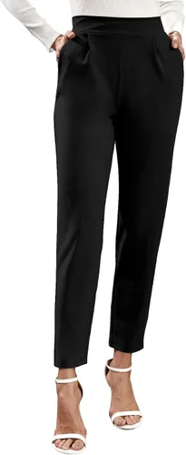 Vista 5 de Floerns Pantalones de trabajo elásticos con cintura alta y corte cónico para mujer