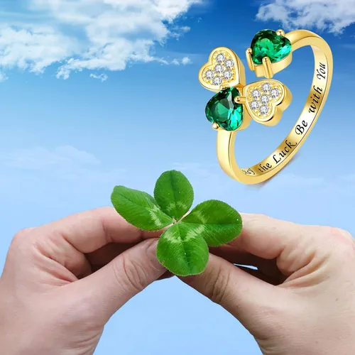 Vista 7 de Joyería irlandesa de trébol de cuatro hojas para mujer plata de ley 925, aretes de trébol del día de San Patricio, aretes de corazón verde, joyería