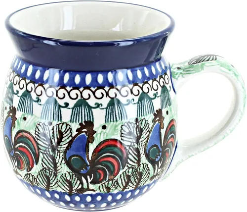 Vista 28 de Blue Rose Polish Pottery - Blue Alyce Bubble Mug - 16 oz - Unique Shape Mug for Coffee & Tea