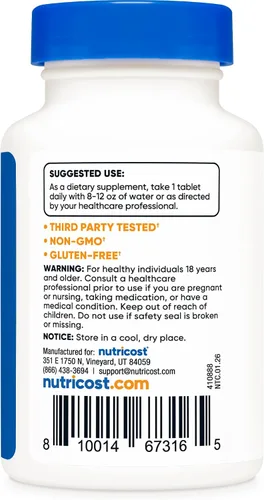 Vista 4 de Nutricost Cromo (1000mcg) 240 comprimidos - Sin gluten, sin OMG