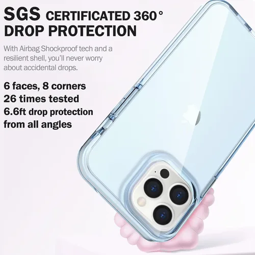 Vista 3 de ArtsEvo Diseño transparente a prueba de golpes para iPhone 13 Pro, protección certificada contra caídas de 6.6 pies, bordes elevados que protegen