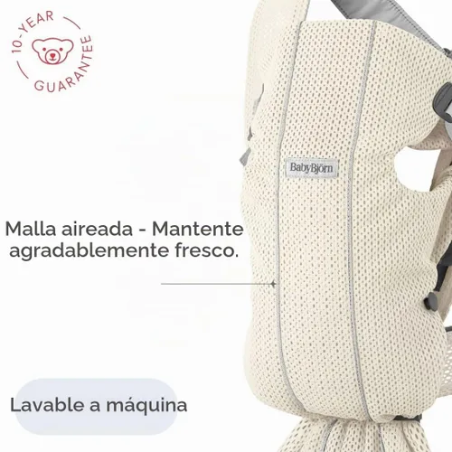 Vista 6 de BabyBjorn Portabebés Mini - Malla 3D, Crema