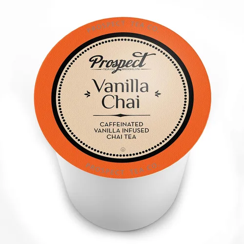 Vista 2 de Prospect Tea Co. Cápsulas de té Chai de vainilla con cafeína compatibles con cafeteras K Cup incluyendo 2.0, 40