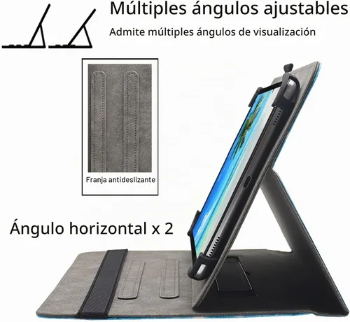 Vista 5 de Funda universal para tablet Android de 7 8 pulgadas, Dluggs soporte de visualización multiángulo con funda y correa de mano para tablet de 7.0-8.5
