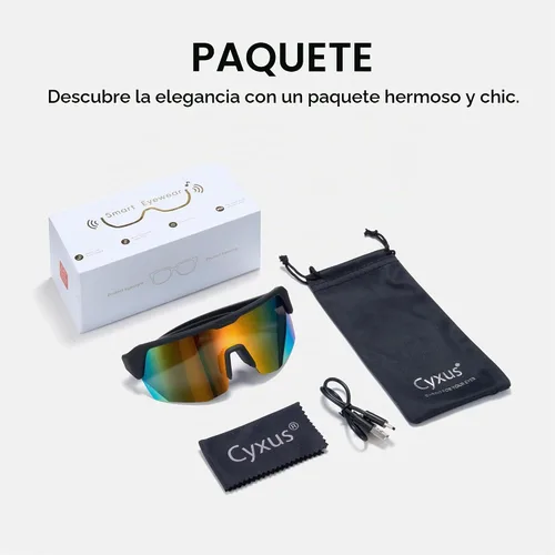 Vista 9 de Cyxus Gafas de sol deportivas inteligentes con Bluetooth UV400 para hombres Altavoces de música de oído abierto, micrófono incorporado, asistente