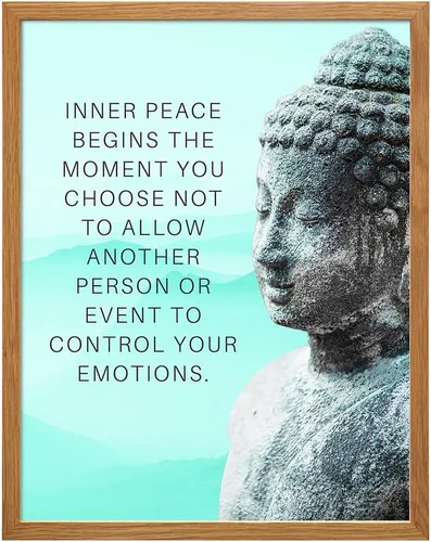 Vista 11 de Impresión artística de estatua de Buda del budismo ENMARCADA - Decoración de pared con cita zen inspiradora y motivacional para baño, hogar