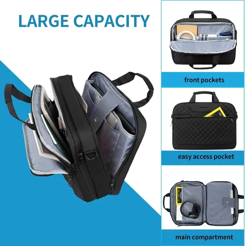 Vista 5 de EMPSIGN - Bolsa para laptop de 17.3 pulgadas, maletín de gran capacidad y expansible para viajes, para mujeres y hombres, bolsa de negocios