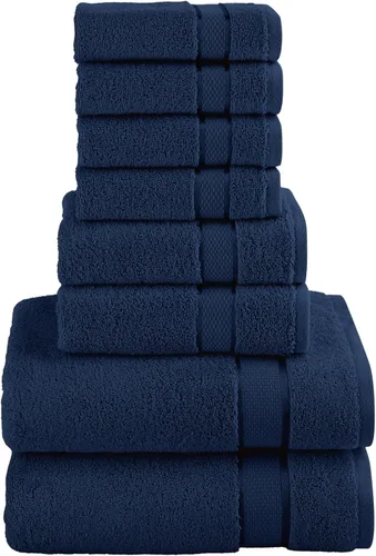 Vista 13 de Elegant Comfort Juego de 8 toallas de algodón de alta calidad, incluye 4 toallas pequeñas, 2 toallas de mano y 2 toallas de baño, 100% algodón