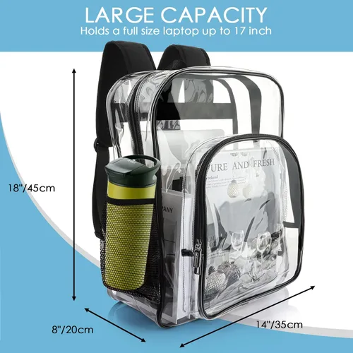 Vista 8 de Mochila transparente de PVC grande resistente Mochila transparente, Gris, Transparente