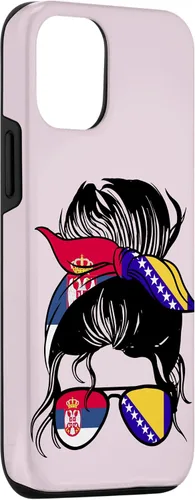 Vista 3 de Funda para iPhone 14, mitad bosnia, mitad serbia, raíces bosnias y serbias