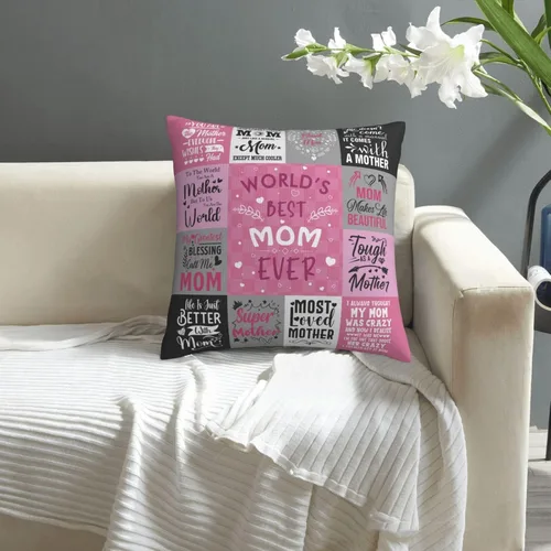 Vista 5 de Funda de almohada para mamá de hija e hijo, regalo de cumpleaños de la madre, funda de almohada de 18 x 18 pulgadas